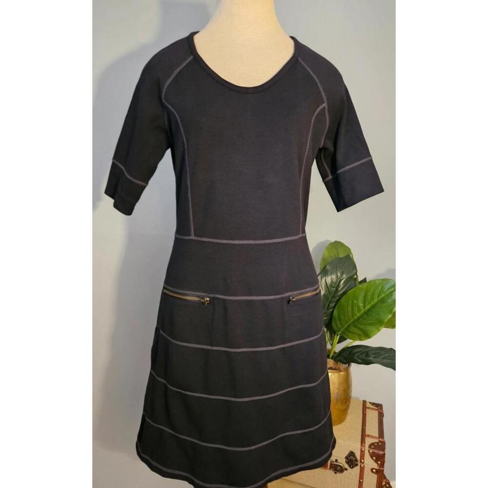 ATHLETA Strata Ponte Mini Dress Black Stretch Sheath Work Athleisure Women Small